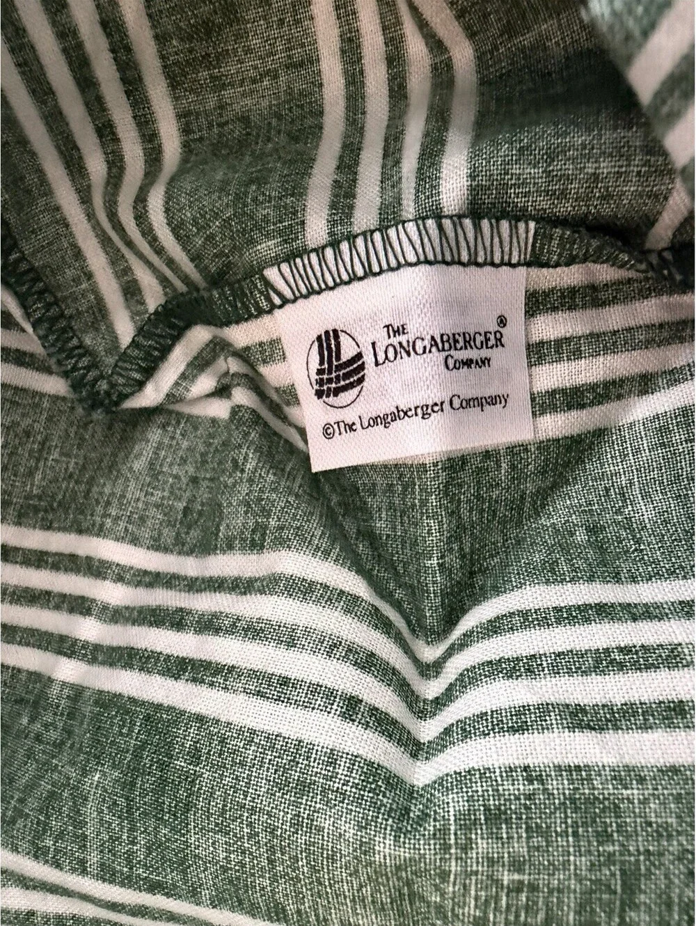 Longaberger Spring Basket Fabric Liner In Hunter Green Stripe New